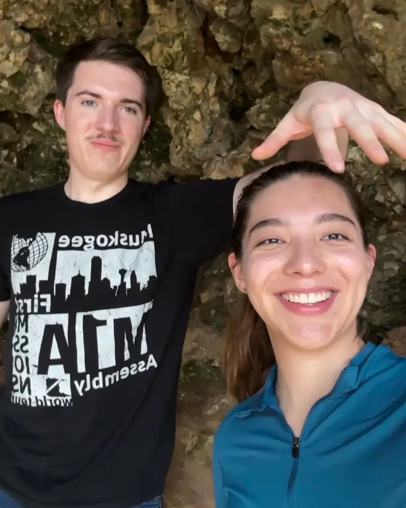 Candid photo of Jackie and Dylan